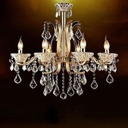 Lustre de cristal de ferro forjado de ouro de alta qualidade 6 luzes