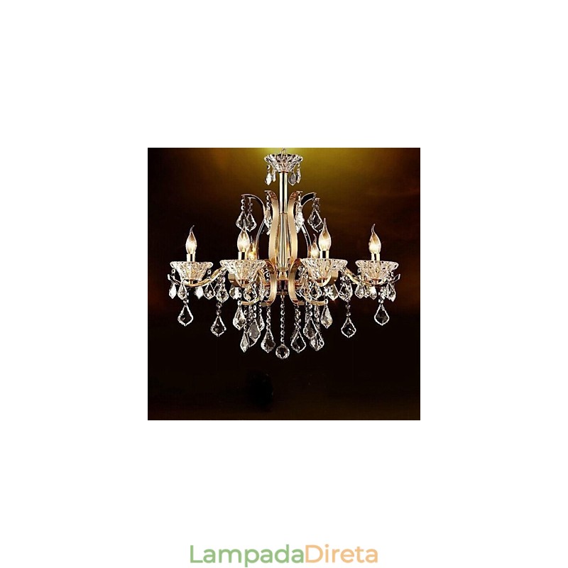 Lustre de cristal de ferro forjado de ouro de alta qualidade 6 luzes