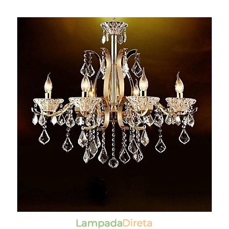 Lustre de cristal de ferro forjado de ouro de alta qualidade 6 luzes Lustre de cristal de ferro forjado de ouro de alta qualidade 6 luzes