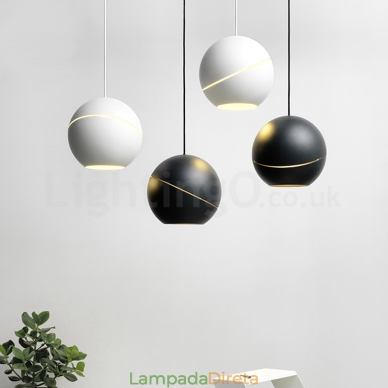 Luminária pendente moderna de cabeceira em forma de bola Luminária pendente
