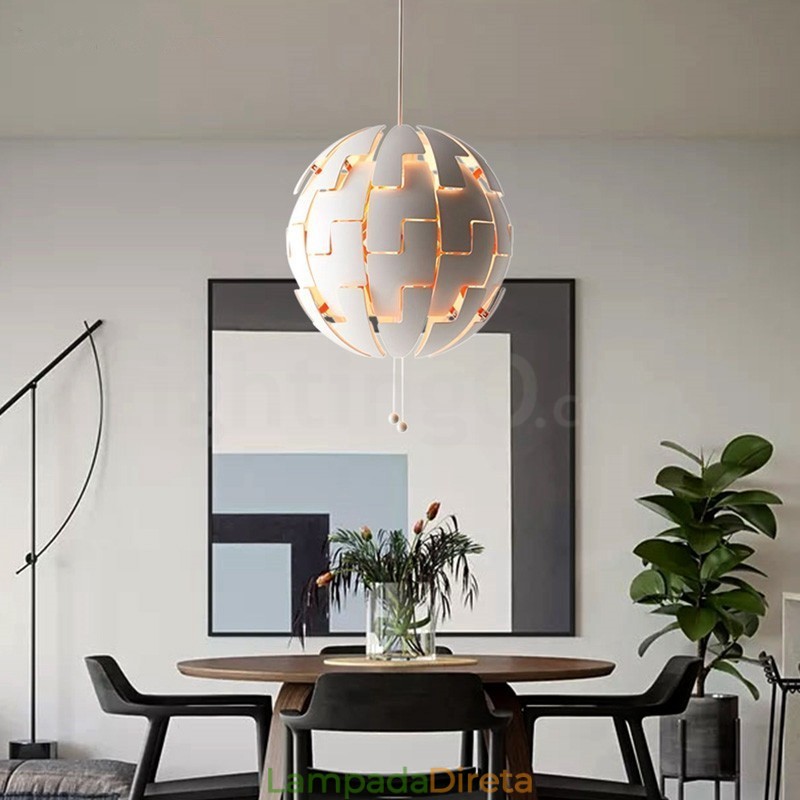 Lustre nórdico moderno bola pingente luz