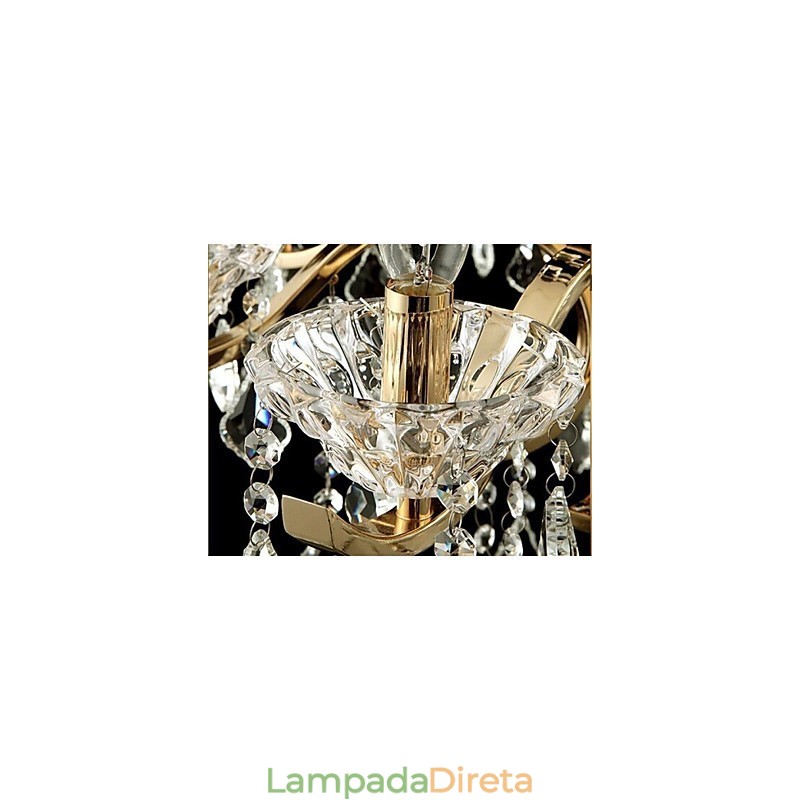 Lustre de cristal de ferro forjado de ouro de alta qualidade 6 luzes