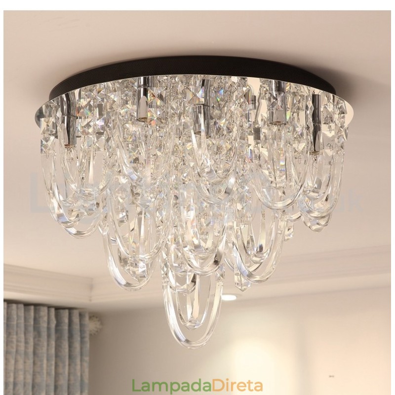 Luminária de teto embutida de cristal de luxo, poste moderno
