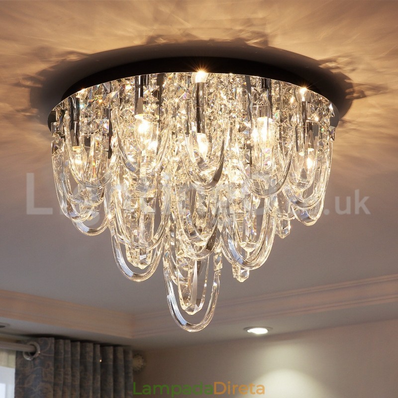 Luminária de teto embutida de cristal de luxo, poste moderno
