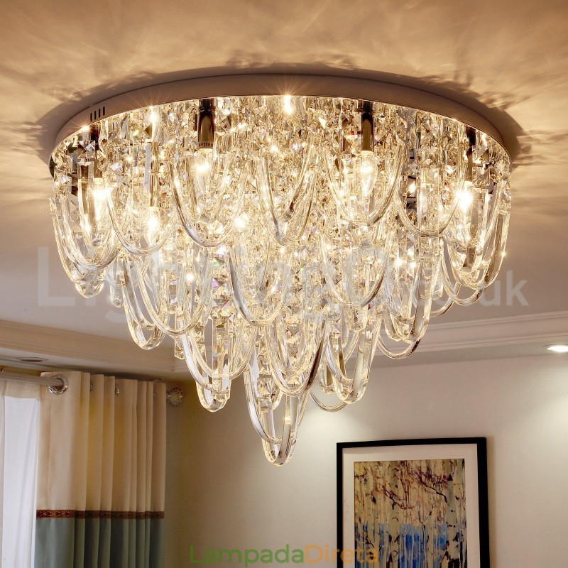 Luminária de teto embutida de cristal de luxo, poste moderno