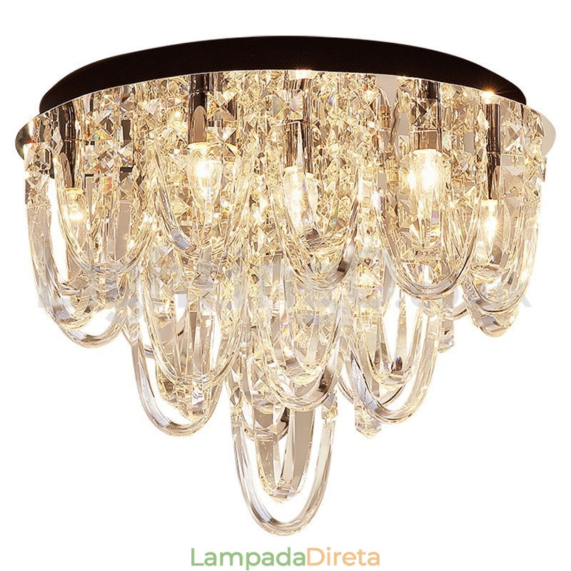 Luminária de teto embutida de cristal de luxo, poste moderno