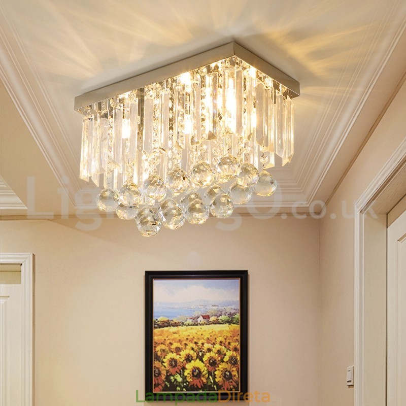 Luminárias de teto de cristal quadradas contemporâneas embutidas