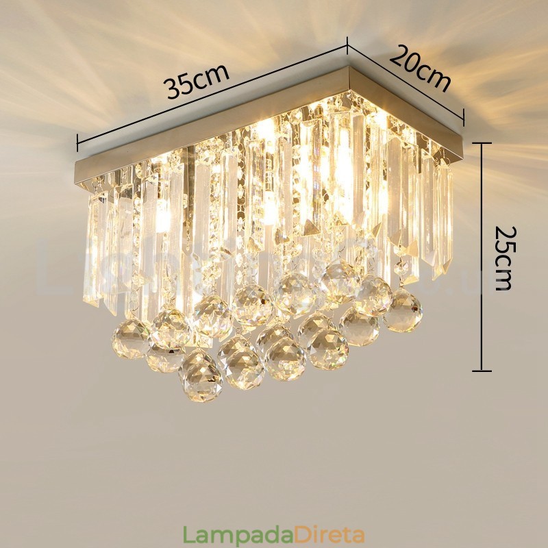 Luminárias de teto de cristal quadradas contemporâneas embutidas