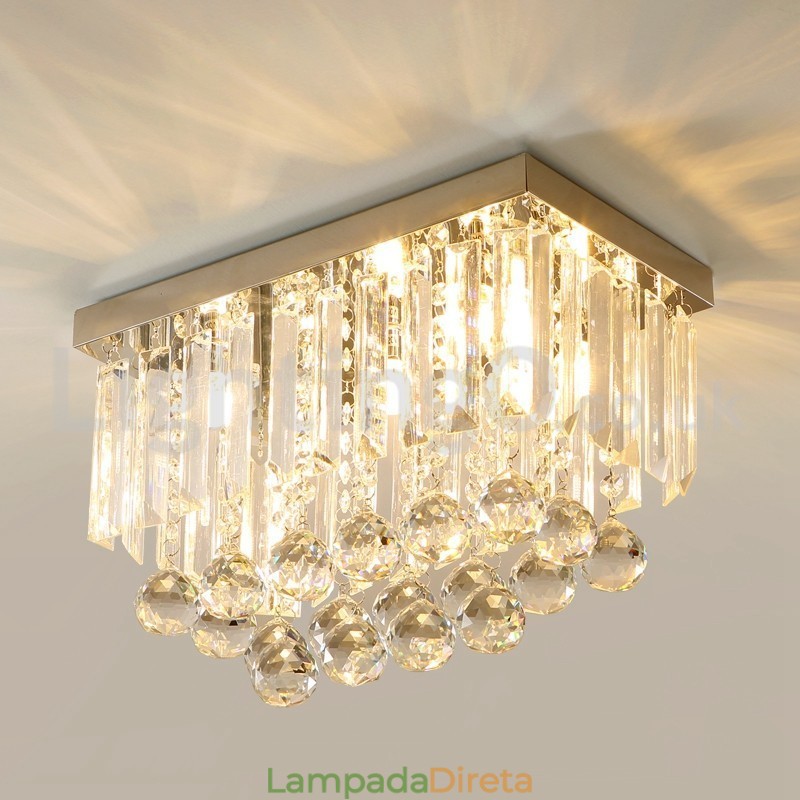 Luminárias de teto de cristal quadradas contemporâneas embutidas