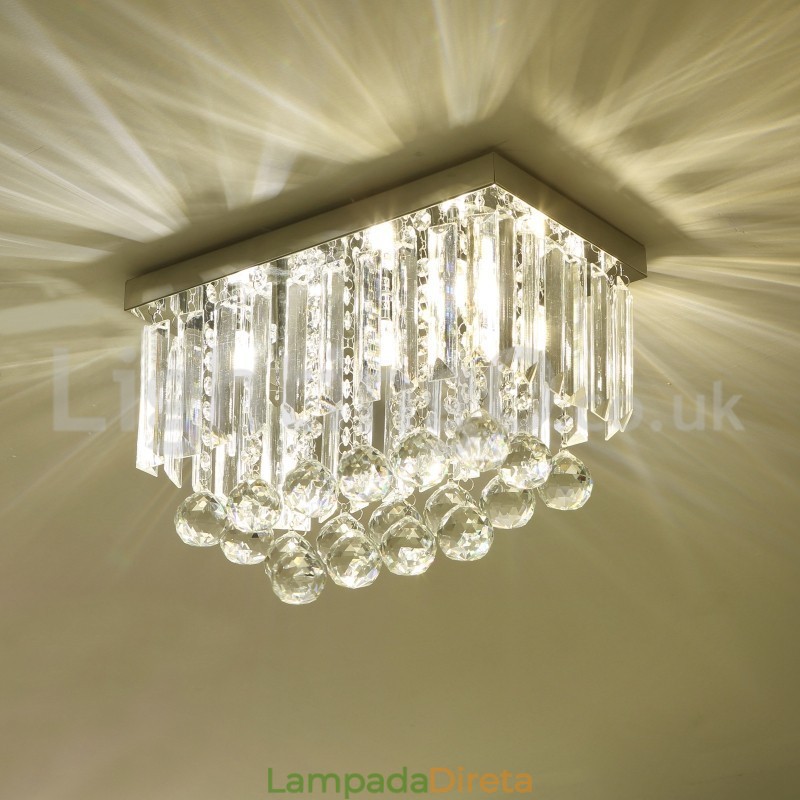 Luminárias de teto de cristal quadradas contemporâneas embutidas