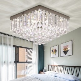 Luminárias de teto de cristal quadradas contemporâneas de 40 cm e 50 cm embutidas