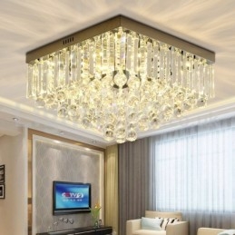 Luminárias de teto de cristal quadradas contemporâneas de 40 cm e 50 cm embutidas