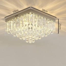 Luminárias de teto de cristal quadradas contemporâneas de 40 cm e 50 cm embutidas