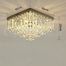 Luminárias de teto de cristal quadradas contemporâneas de 40 cm e 50 cm embutidas
