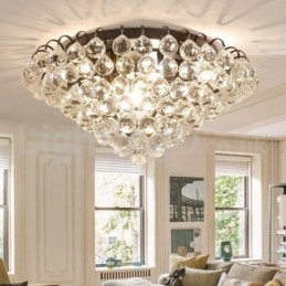 Luminárias de teto redondas de cristal contemporâneas de 30 cm e 55 cm embutidas