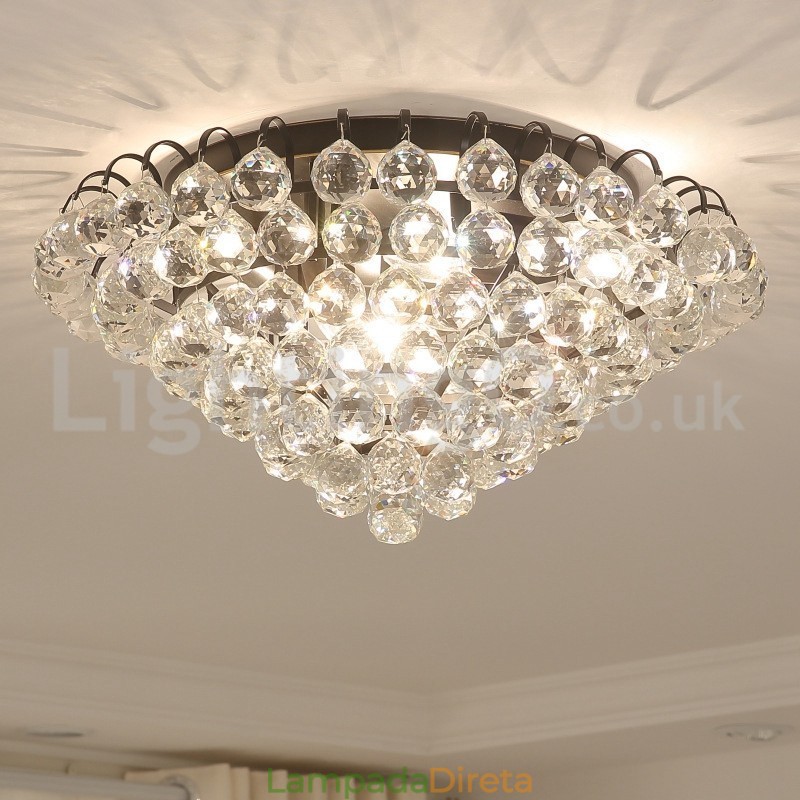 Luminárias de teto redondas de cristal contemporâneas de 30 cm e 55 cm embutidas