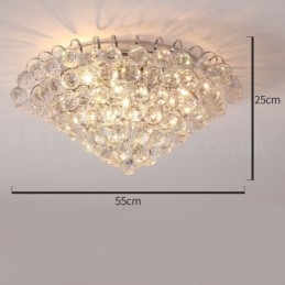 Luminárias de teto redondas de cristal contemporâneas de 30 cm e 55 cm embutidas