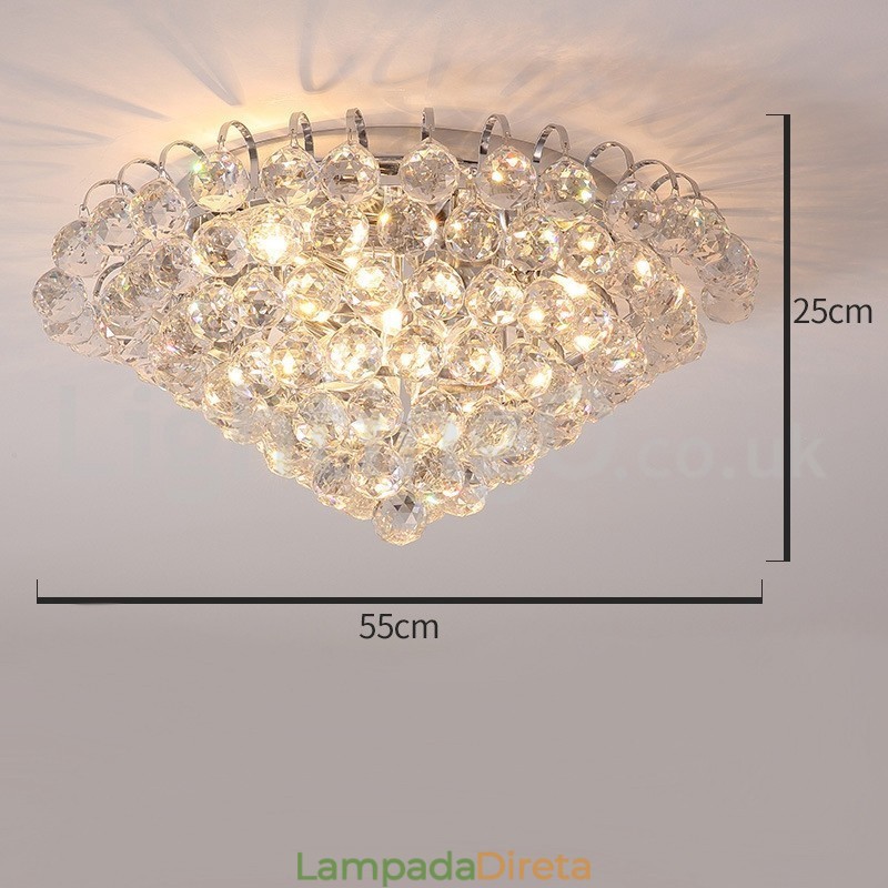 Luminárias de teto redondas de cristal contemporâneas de 30 cm e 55 cm embutidas