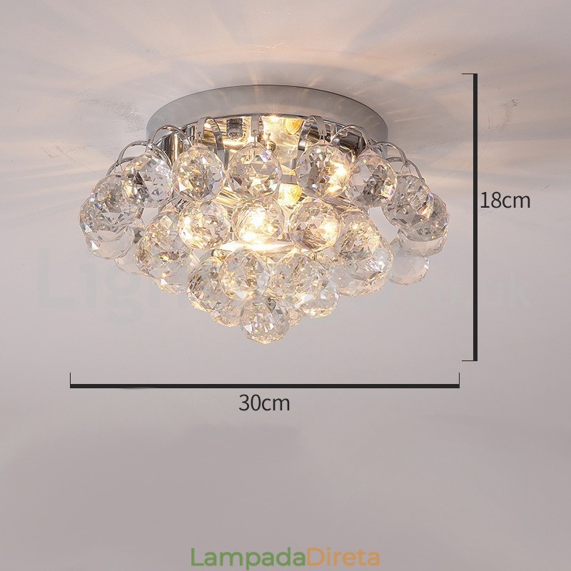 Luminárias de teto redondas de cristal contemporâneas de 30 cm e 55 cm embutidas