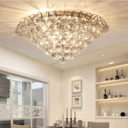 Luminárias de teto redondas de cristal contemporâneas de 30 cm e 55 cm embutidas