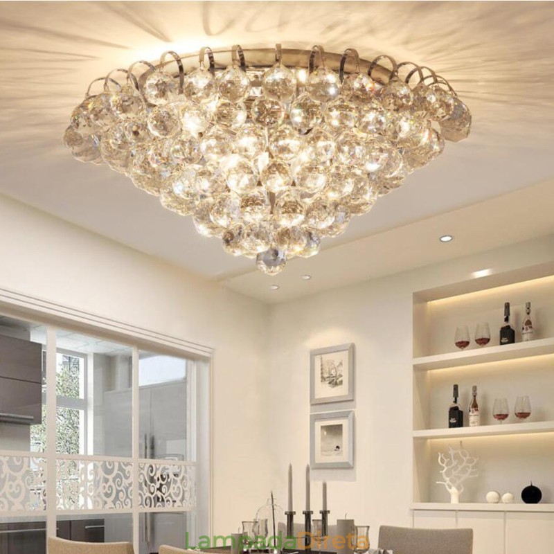 Luminárias de teto redondas de cristal contemporâneas de 30 cm e 55 cm embutidas