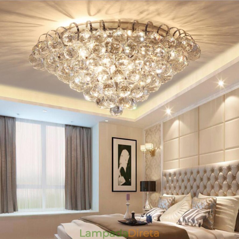 Luminárias de teto redondas de cristal contemporâneas de 30 cm e 55 cm embutidas