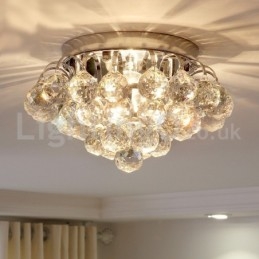 Luminárias de teto redondas de cristal contemporâneas de 30 cm e 55 cm embutidas