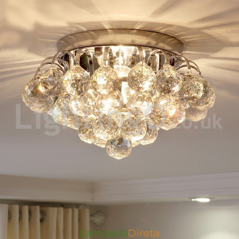 Luminárias de teto redondas de cristal contemporâneas de 30 cm e 55 cm embutidas