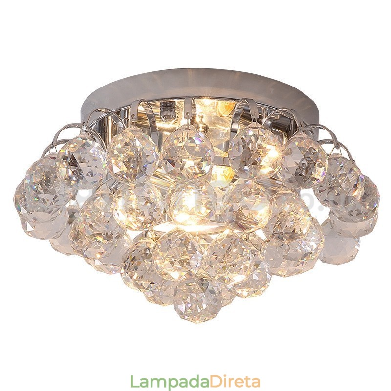 Luminárias de teto redondas de cristal contemporâneas de 30 cm e 55 cm embutidas