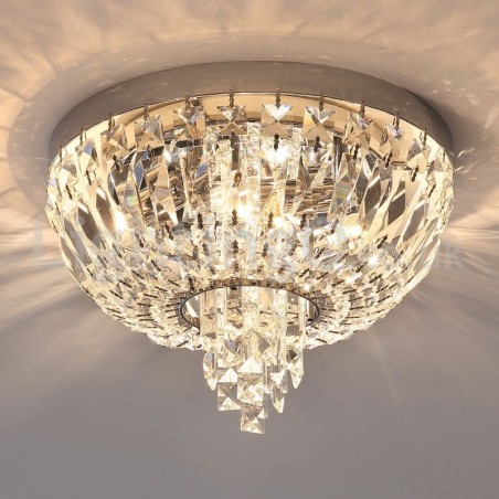 Luminárias de teto de cristal redondas requintadas contemporâneas e embutidas Luminárias de teto de cristal redondas requintadas contemporâneas e embutidas