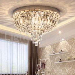 Luminárias de teto de cristal redondas requintadas contemporâneas e embutidas
