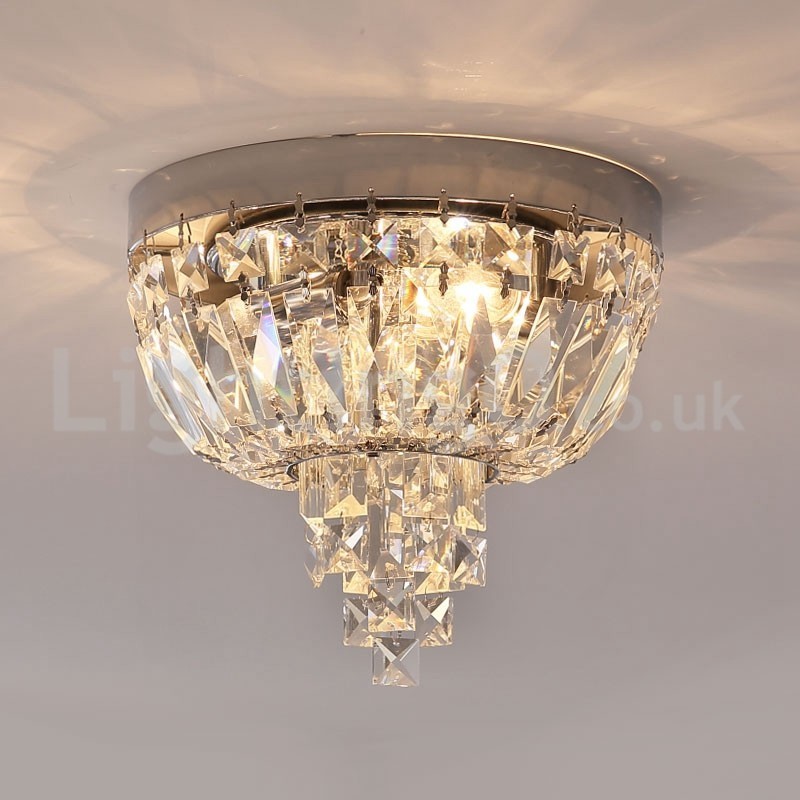 Luminárias de teto de cristal redondas requintadas contemporâneas e embutidas