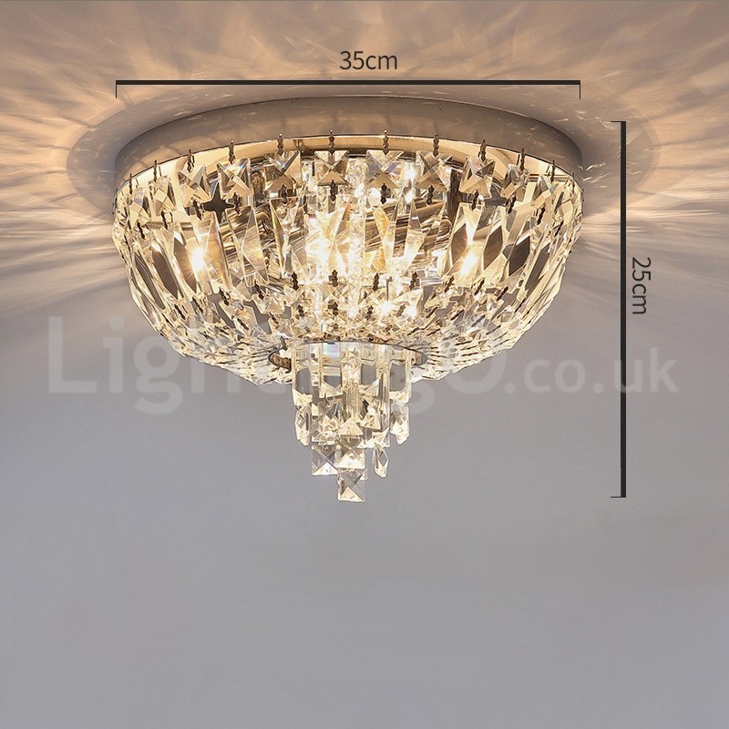 Luminárias de teto de cristal redondas requintadas contemporâneas e embutidas
