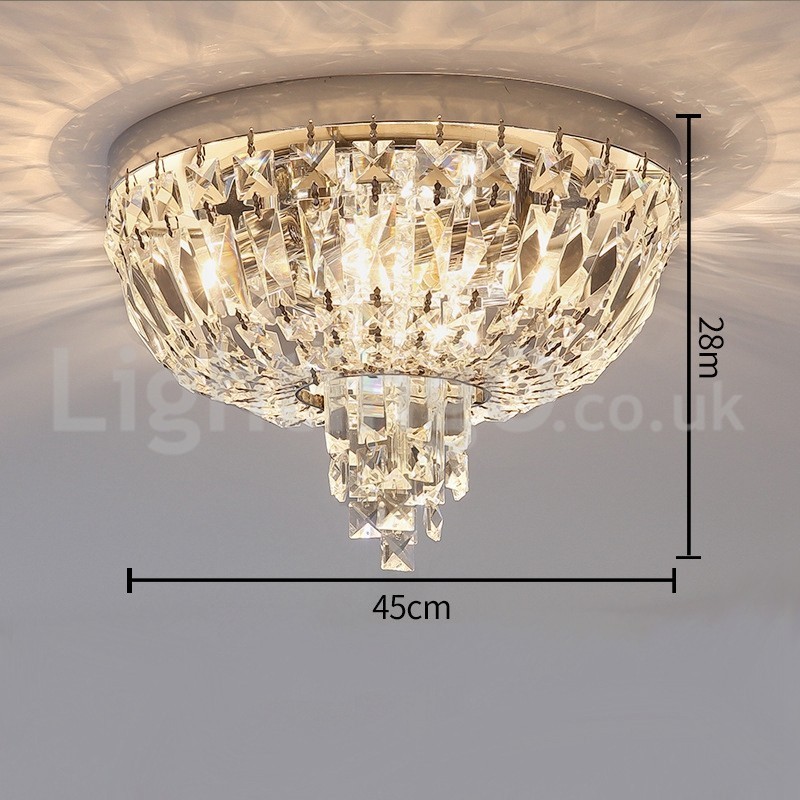 Luminárias de teto de cristal redondas requintadas contemporâneas e embutidas