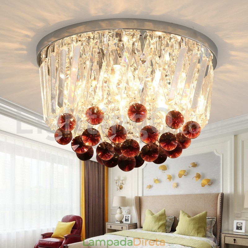 Luminárias de teto de cristal redondas contemporâneas embutidas