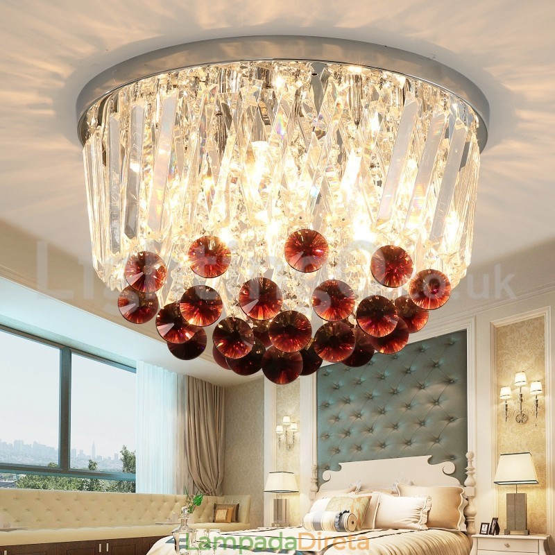Luminárias de teto de cristal redondas contemporâneas embutidas
