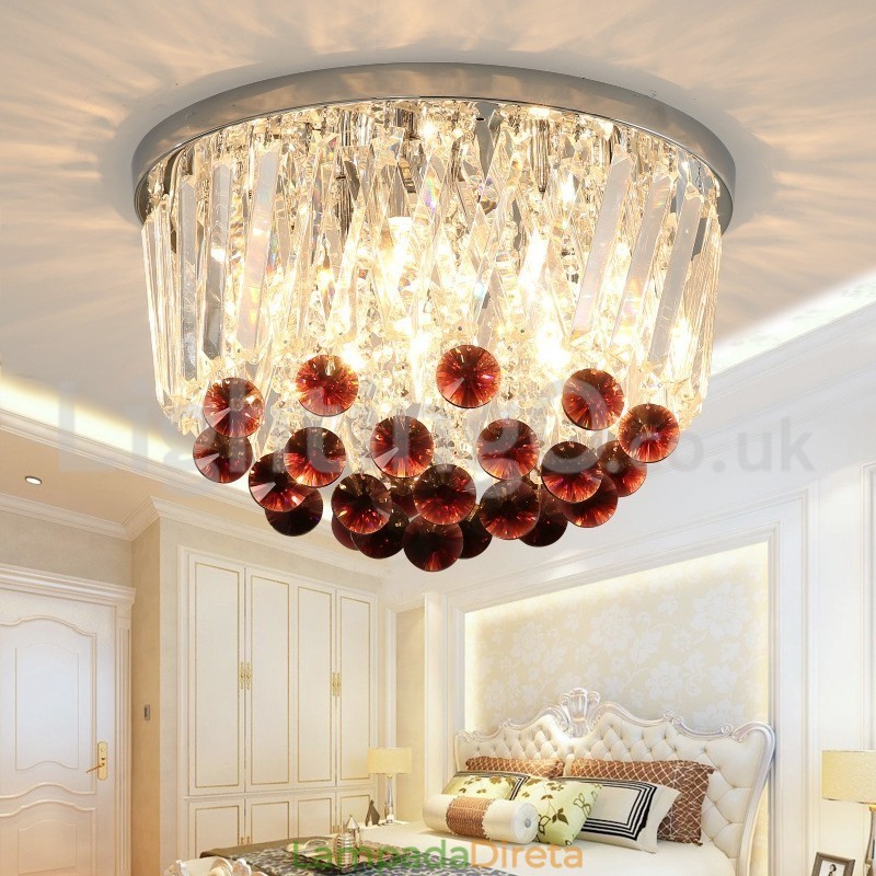 Luminárias de teto de cristal redondas contemporâneas embutidas