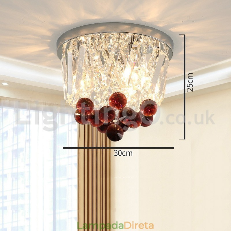 Luminárias de teto de cristal redondas contemporâneas embutidas
