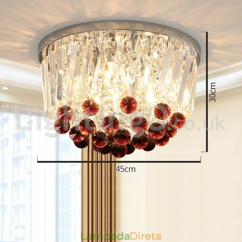 Luminárias de teto de cristal redondas contemporâneas embutidas
