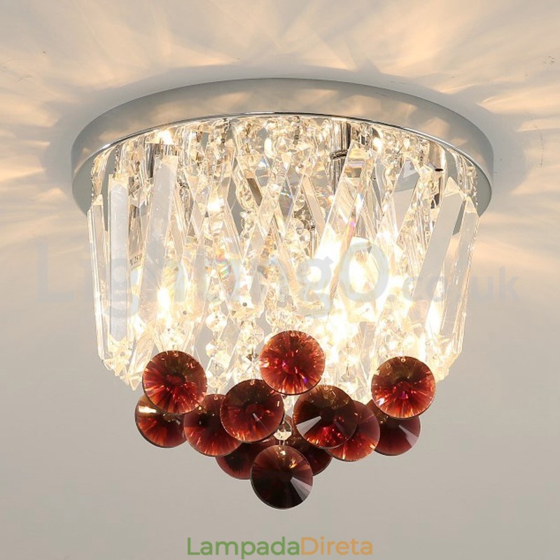 Luminárias de teto de cristal redondas contemporâneas embutidas