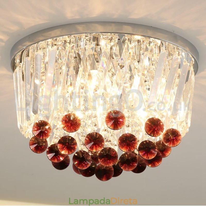 Luminárias de teto de cristal redondas contemporâneas embutidas