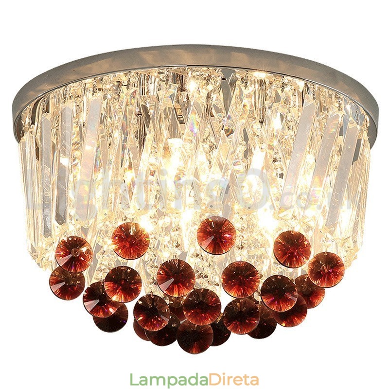 Luminárias de teto de cristal redondas contemporâneas embutidas