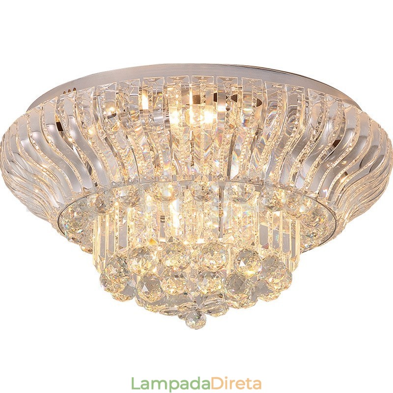 Luminárias de teto de cristal redondas, modernas e contemporâneas, de 38 cm e 57 cm