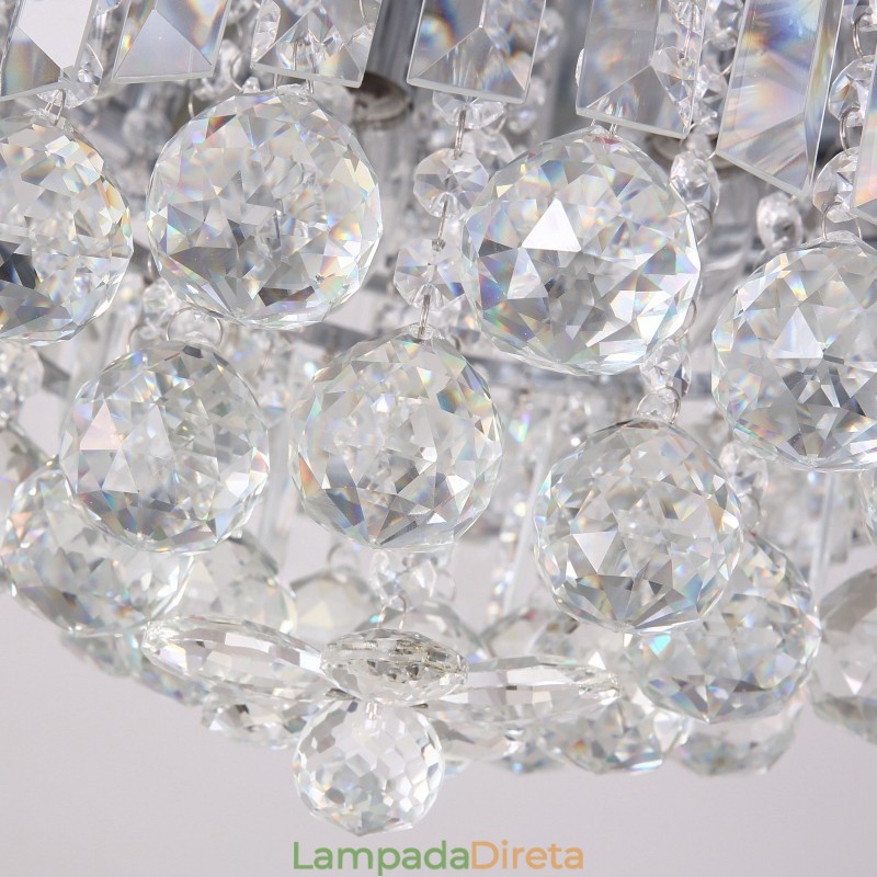 Luminárias de teto de cristal redondas, modernas e contemporâneas, de 38 cm e 57 cm
