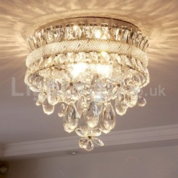 Barato Moderno 40CM Rodada Montagem Embutida Cristal Luzes de Teto