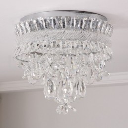 Barato Moderno 40CM Rodada Montagem Embutida Cristal Luzes de Teto