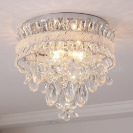 Barato Moderno 40CM Rodada Montagem Embutida Cristal Luzes de Teto