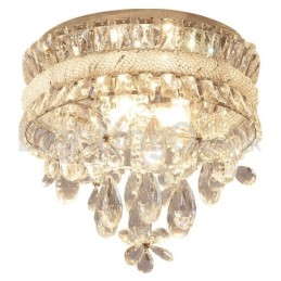 Barato Moderno 40CM Rodada Montagem Embutida Cristal Luzes de Teto