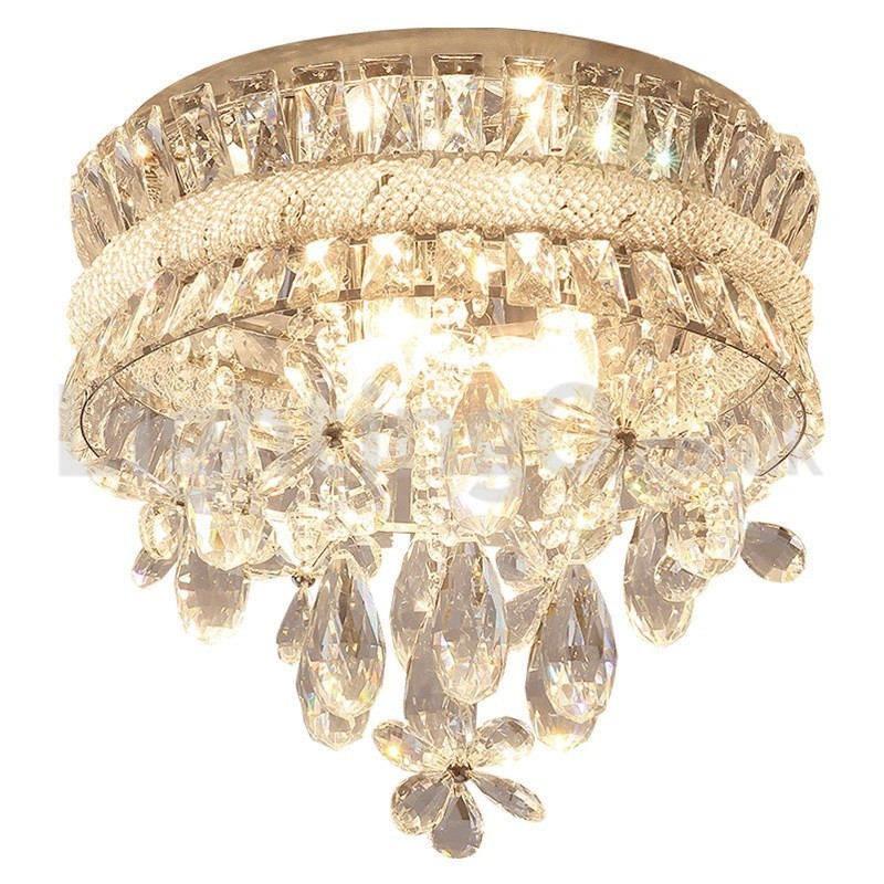 Barato Moderno 40CM Rodada Montagem Embutida Cristal Luzes de Teto