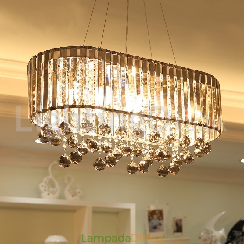 Lustre de cristal retangular de luxo acessível